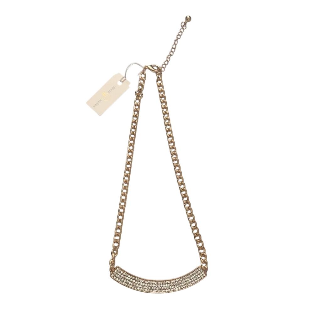 Olivia Welles Ice Bar Necklace 14K Gold Plated NEW
